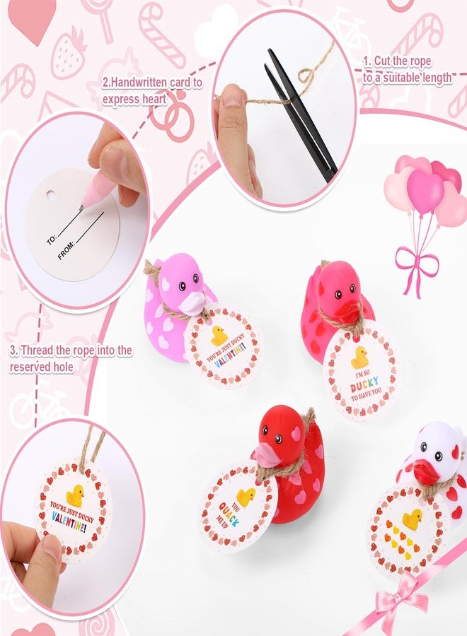 جيريفي مجموعة جيريفي المكونة من 12 قطعة من البط المطاطي الصغير بحجم 2 بوصة لعيد الحب، مع بطاقات هدايا. بط مطاطي على شكل قلب، ألعاب حمام مثالية لتبادل الهدايا في الفصول الدراسية، وهدايا حفلات الكرنفال، وجوائز الألعاب. - Image 4